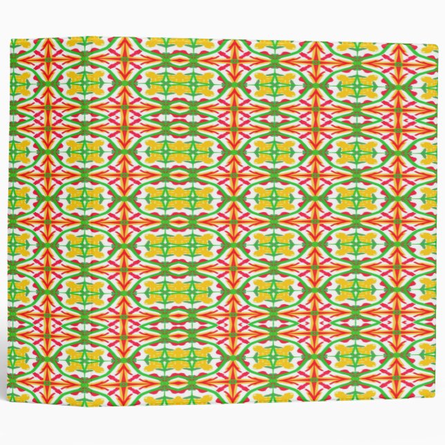 Red and Yellow Pattern 3 Ring Binder (Front/Spine)