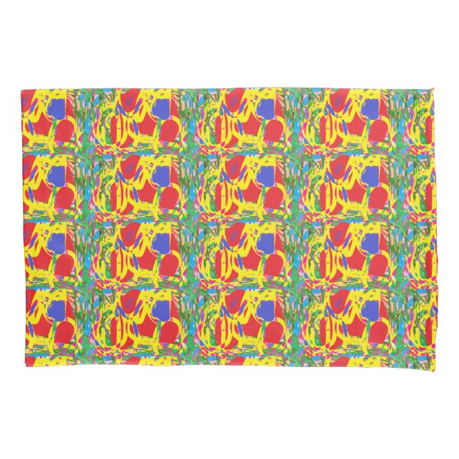 Red and yellow patterned pillowcase (Front)