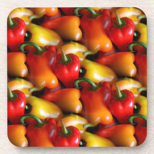 Red and Yellow Peppers Beverage Coaster (Front)