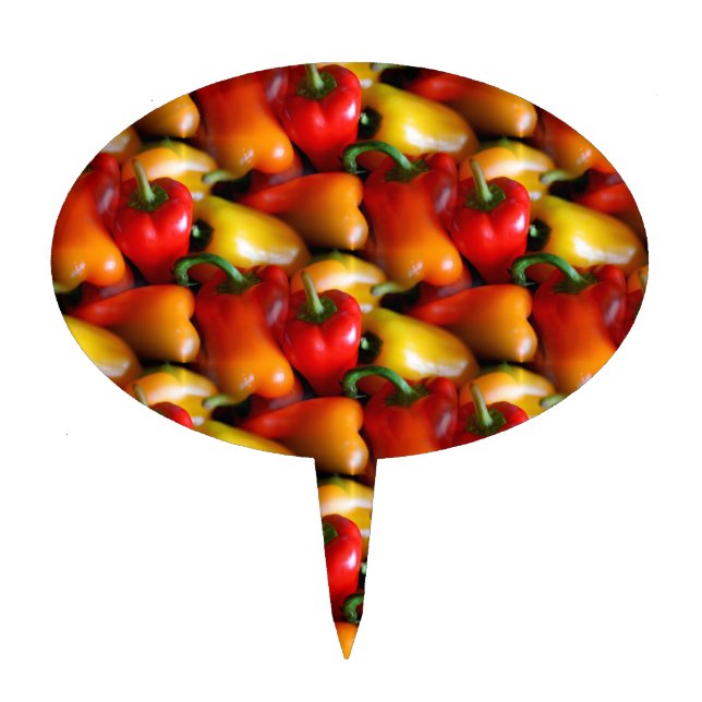 Red and Yellow Peppers Cake Pick (Front)