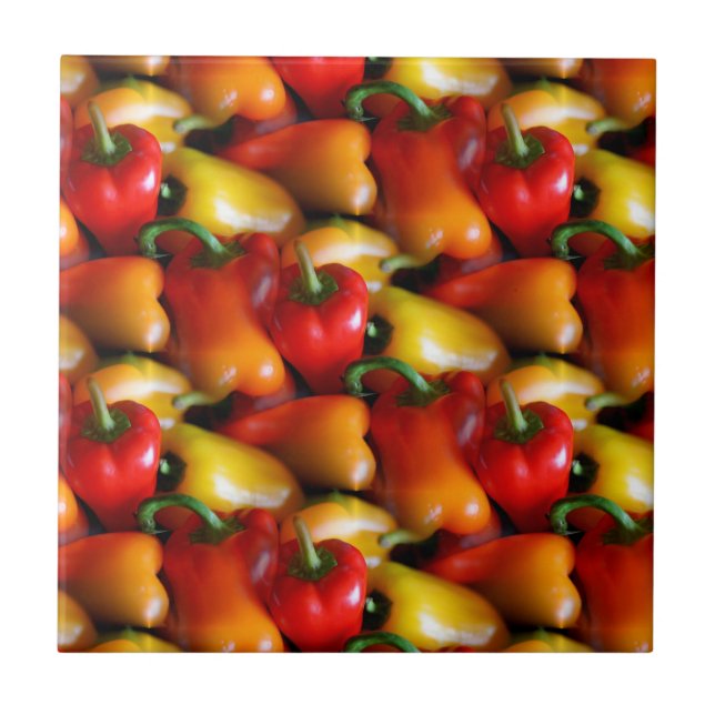Red and Yellow Peppers Ceramic Tile (Front)