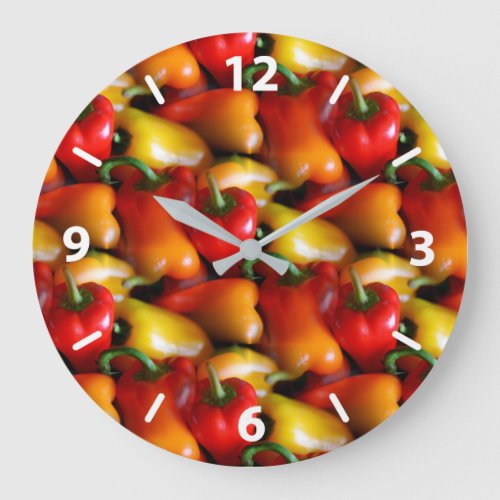 Red and Yellow Peppers Large Clock