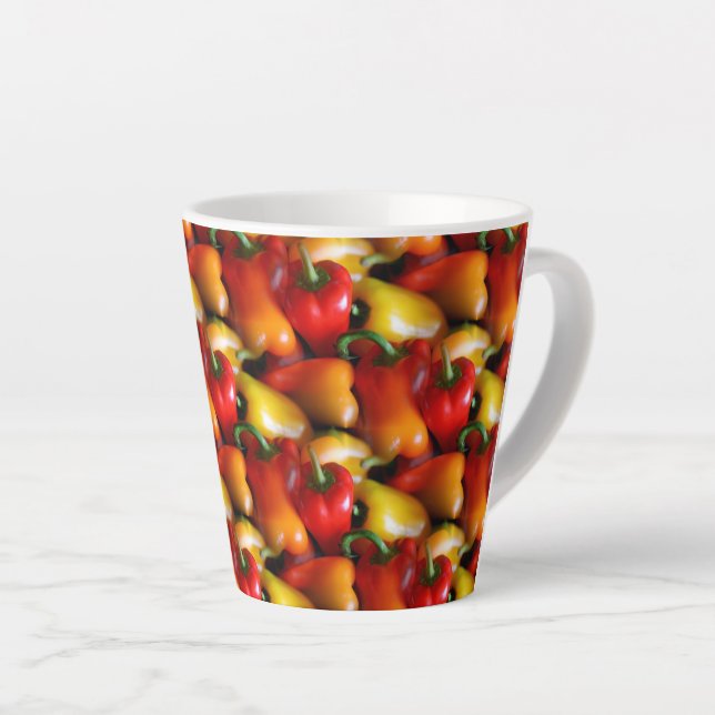 Red and Yellow Peppers Latte Mug (Right Angle)