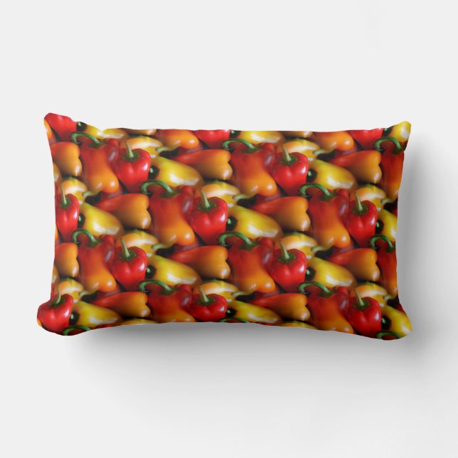 Red and Yellow Peppers Lumbar Pillow (Front)