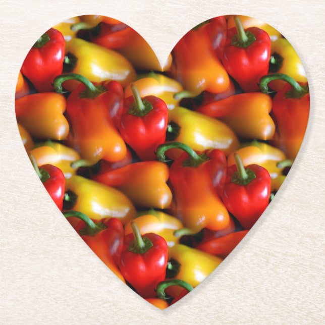 Red and Yellow Peppers Paper Coaster (Front)