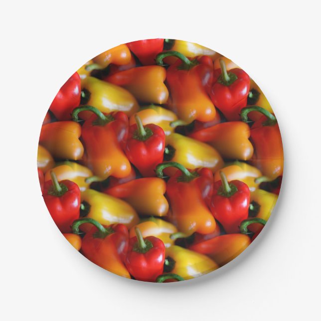 Red and Yellow Peppers Paper Plates (Front)