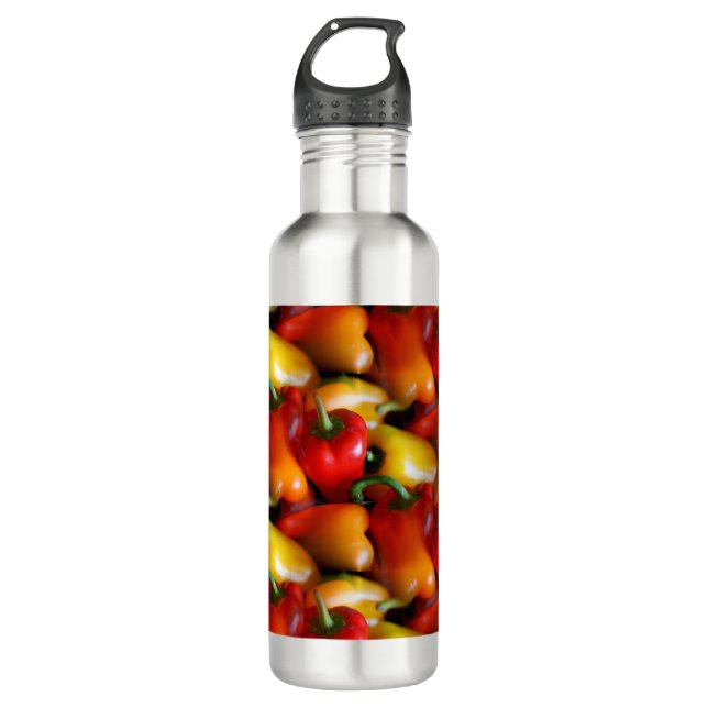 Red and Yellow Peppers Stainless Steel Water Bottle (Front)