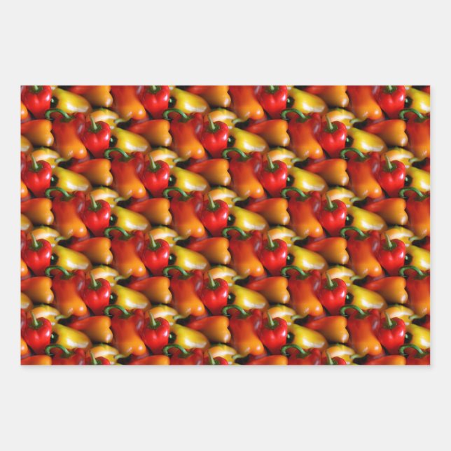 Red and Yellow Peppers Wrapping Paper Sheets (Front)