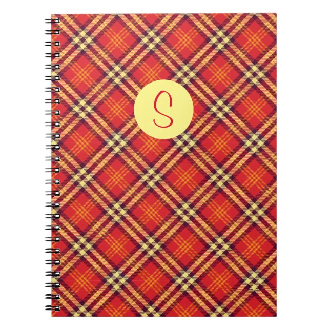 Red and Yellow Plaid Spiral Photo Notebook (Front)