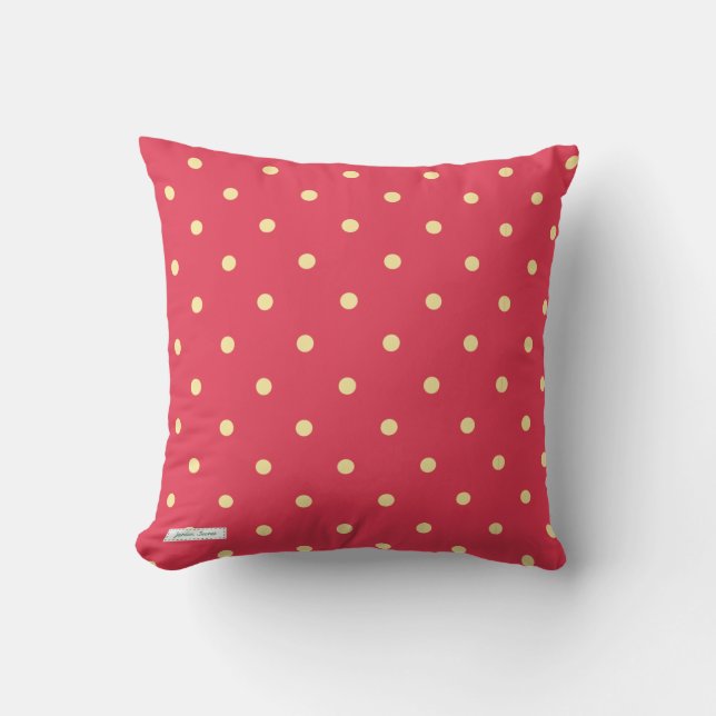 Red and Yellow Polka Dots Throw Pillow (Front)