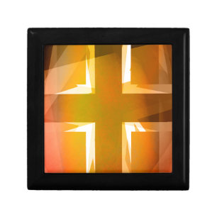 Red and yellow religious cross gift box