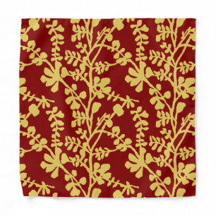 Red And Yellow Repeating Plant Pattern Bandana
