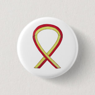 Red and Yellow Ribbon Awareness Button Pins