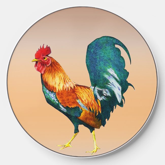 Red and Yellow Rooster Bird Wireless Charger