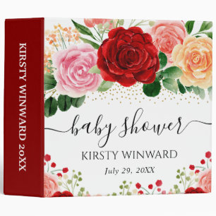Red and Yellow Roses Baby Shower Photo Album 3 Ring Binder