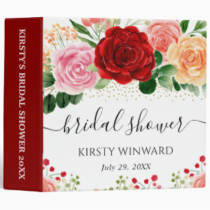 Red and Yellow Roses Bridal Shower Photo Album 3 Ring Binder