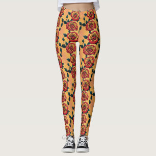 Red And Yellow Roses Leggings