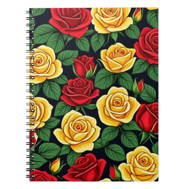 Red and Yellow Roses Spiral Notebook (Front)