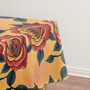Red And Yellow Roses Tablecloth