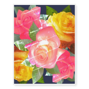 Red and yellow roses temporary tattoos