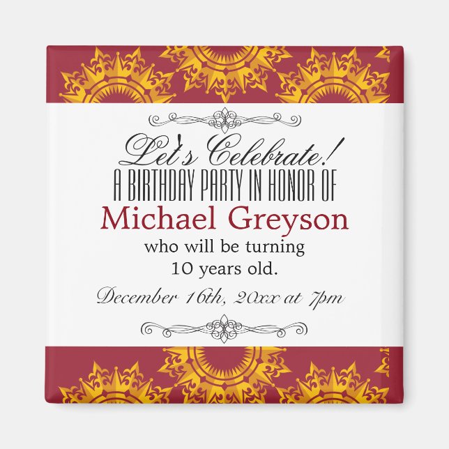 Red and Yellow Royalty Print Magnet (Front)