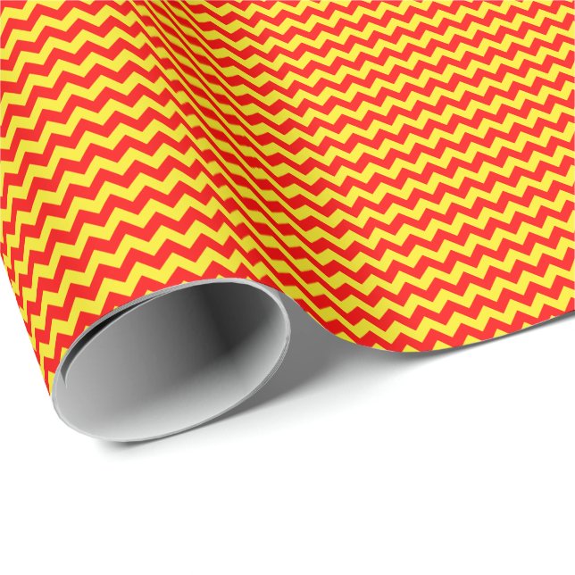 Red and Yellow Small Chevron Wrapping Paper (Roll Corner)