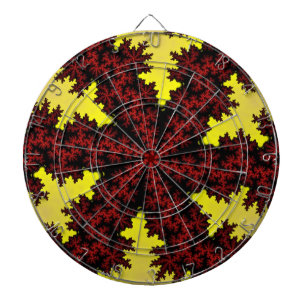 Red and Yellow Snowflake Dartboard With Darts
