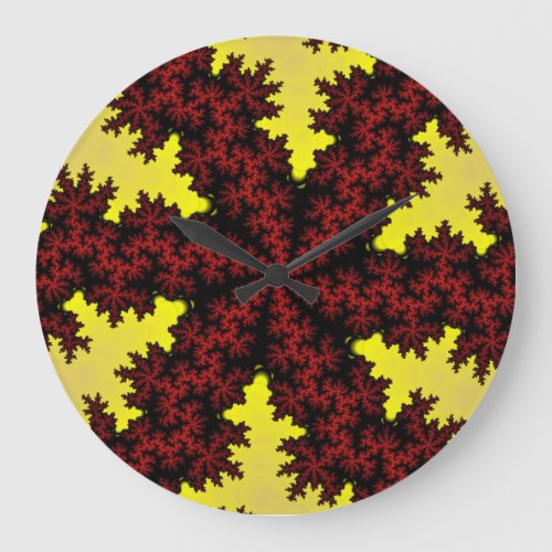 Red and Yellow Snowflake Large Clock