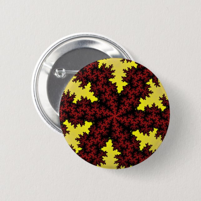 Red and Yellow Snowflake Pinback Button (Front & Back)