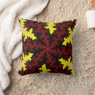 Red and Yellow Snowflake Throw Pillow