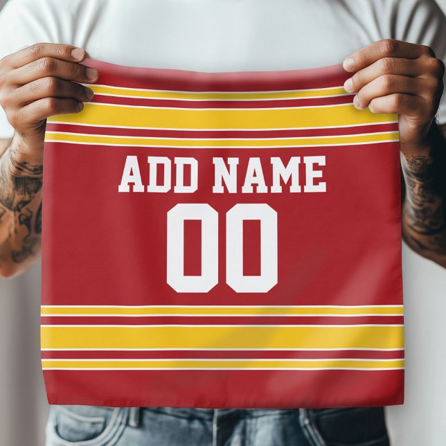 Red and Yellow Sports Jersey Custom Name Number Bandana (Custom Sports Bandana)