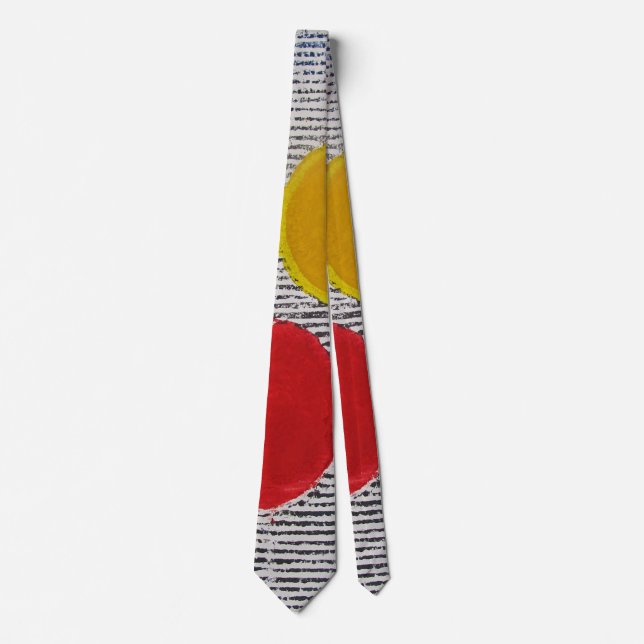 Red and Yellow Spot wear with caution Neck Tie (Front)