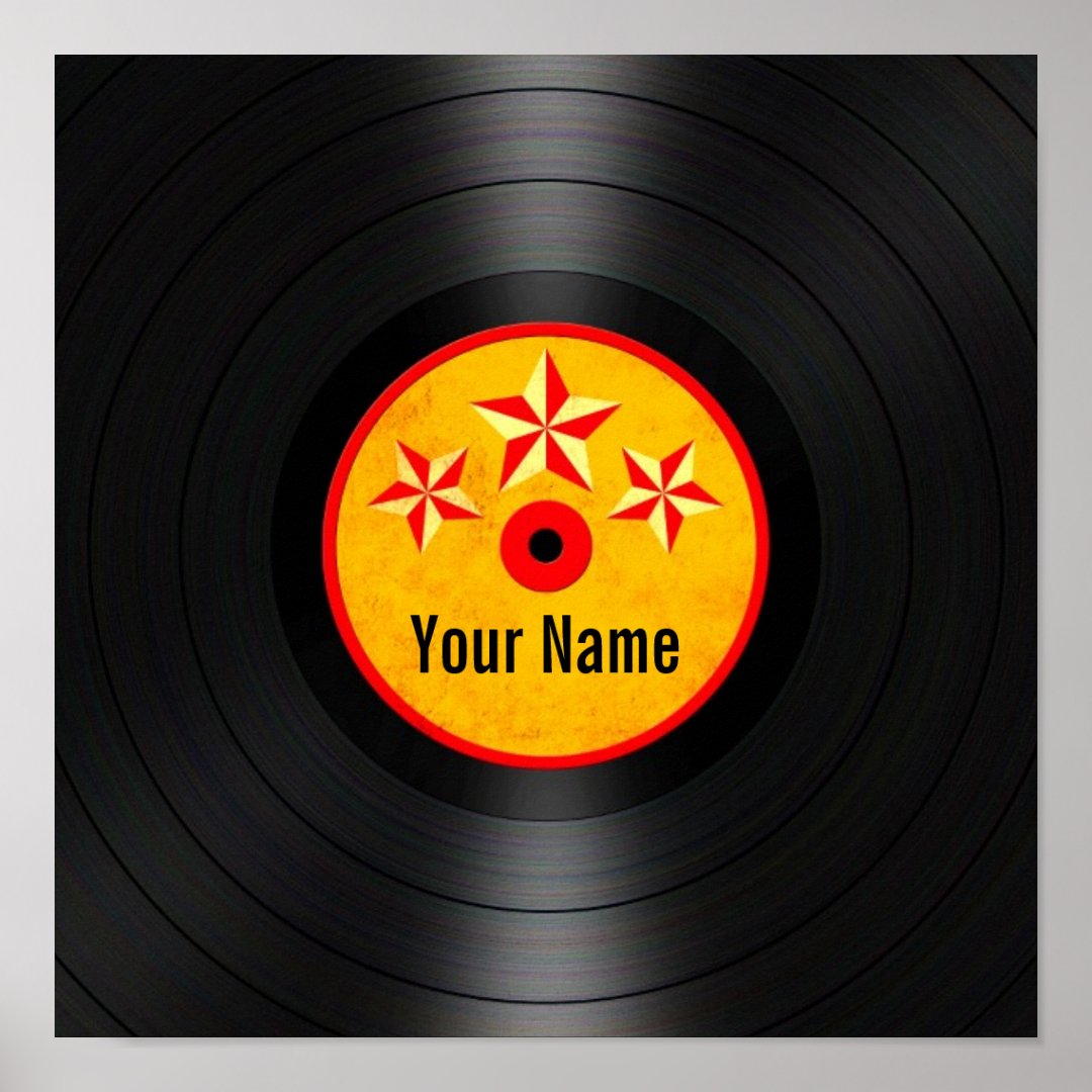 Red and Yellow Stars Personalized Vinyl Record Poster | Zazzle