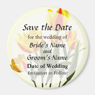 Red and Yellow Striped Tulips Save the Date Magnet