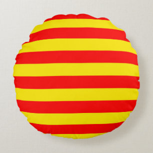 Red and Yellow Stripes Design Round Pillow