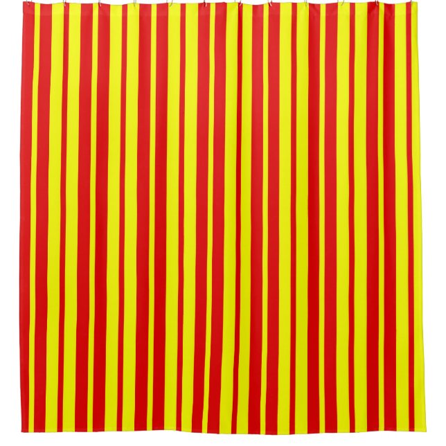 Red and Yellow Stripes Design  Shower Curtain (Front)