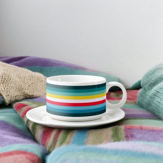 Red and Yellow Stripes in between Blue Shades Bowl (Chili Bowl)