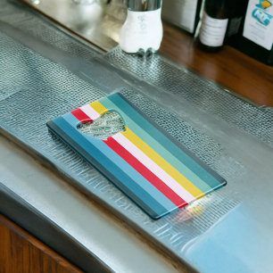 Red and Yellow Stripes in between Blue Shades Credit Card Bottle Opener