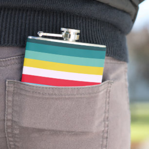 Red and Yellow Stripes in between Blue Shades Flask
