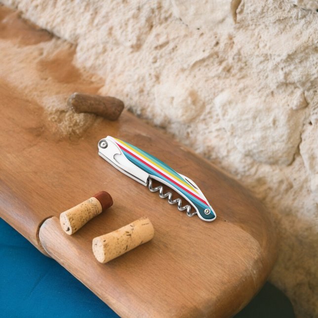 Red and Yellow Stripes in between Blue Shades Waiter's Corkscrew (Corkscrew Bottle Opener)