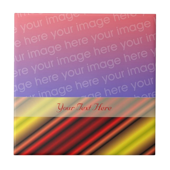 Red And Yellow Stripes Your Photo Tile (Front)