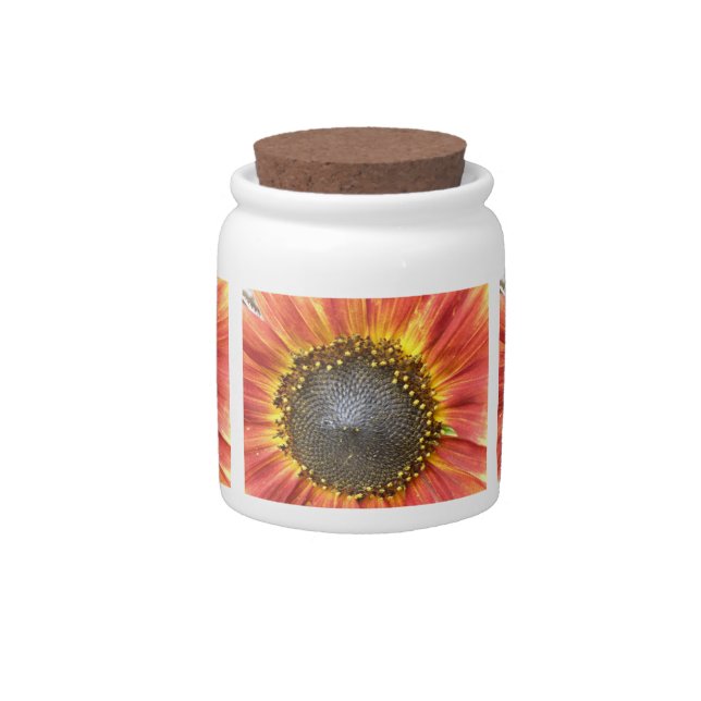 Red and Yellow Sunflower Candy Jar (Front)