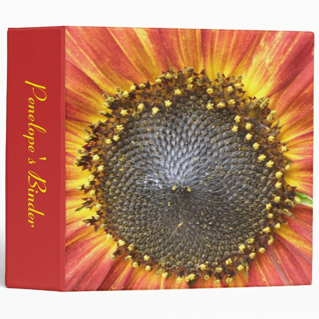 Red and Yellow Sunflower Custom Binder (Front/Spine)