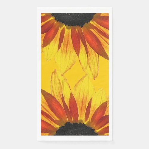 Red and Yellow Sunflower Floral Paper Guest Towel