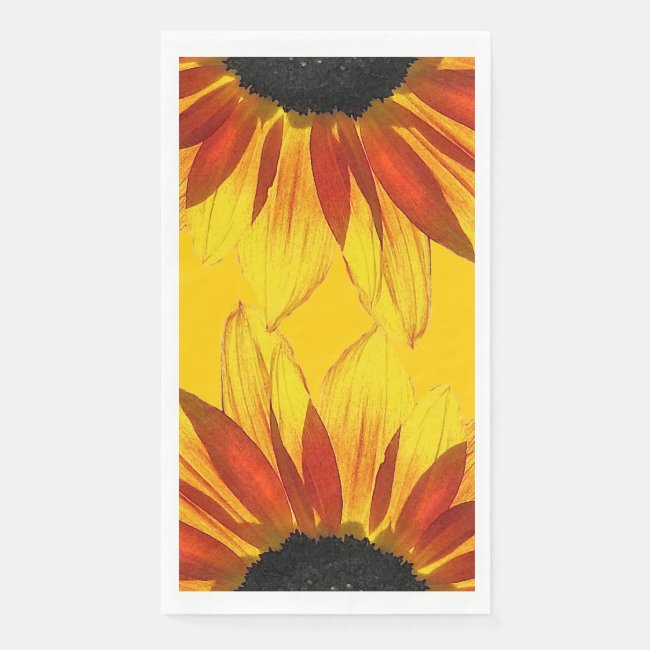 Red and Yellow Sunflower Floral Paper Guest Towel