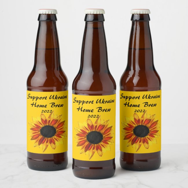 Red and Yellow Sunflower for Ukraine Beer Label