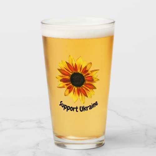 Red and Yellow Sunflower for Ukraine Glass Tumbler