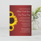 Red and Yellow Sunflower Wedding Invitation (Standing Front)