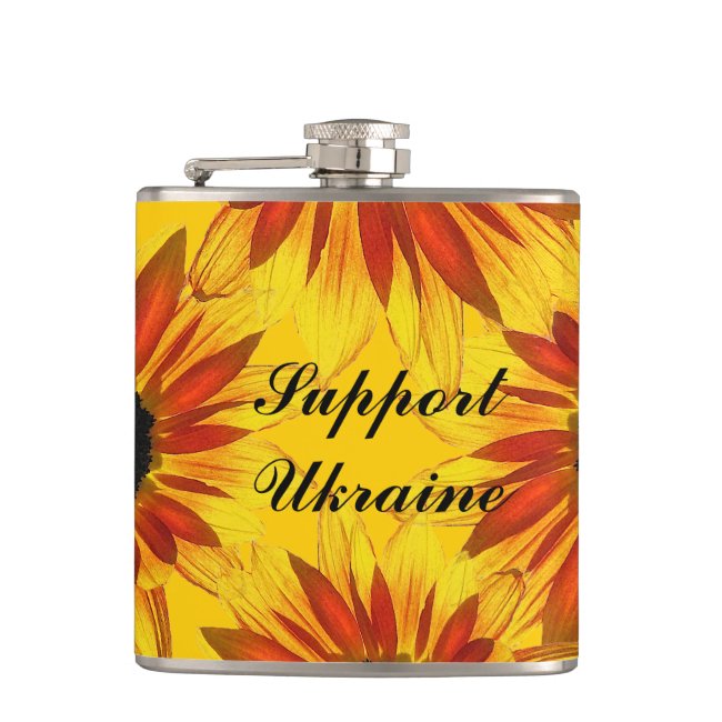 Red and Yellow Sunflowers for Ukraine Flask