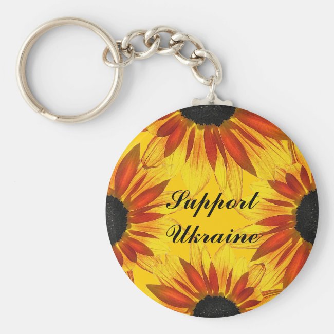 Red and Yellow Sunflowers for Ukraine Keychain
